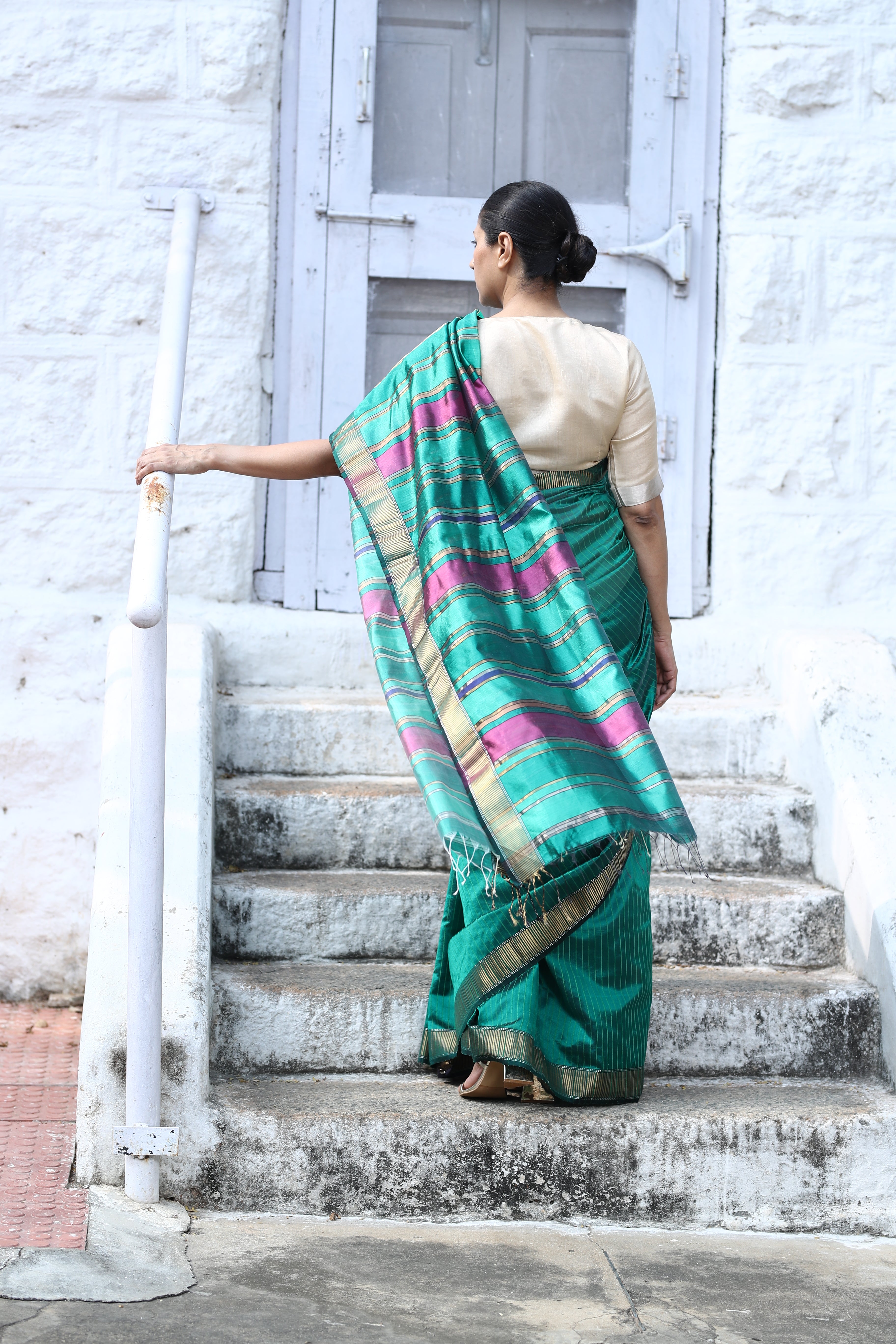 Green  Forest  Maheshwari Silk Sari