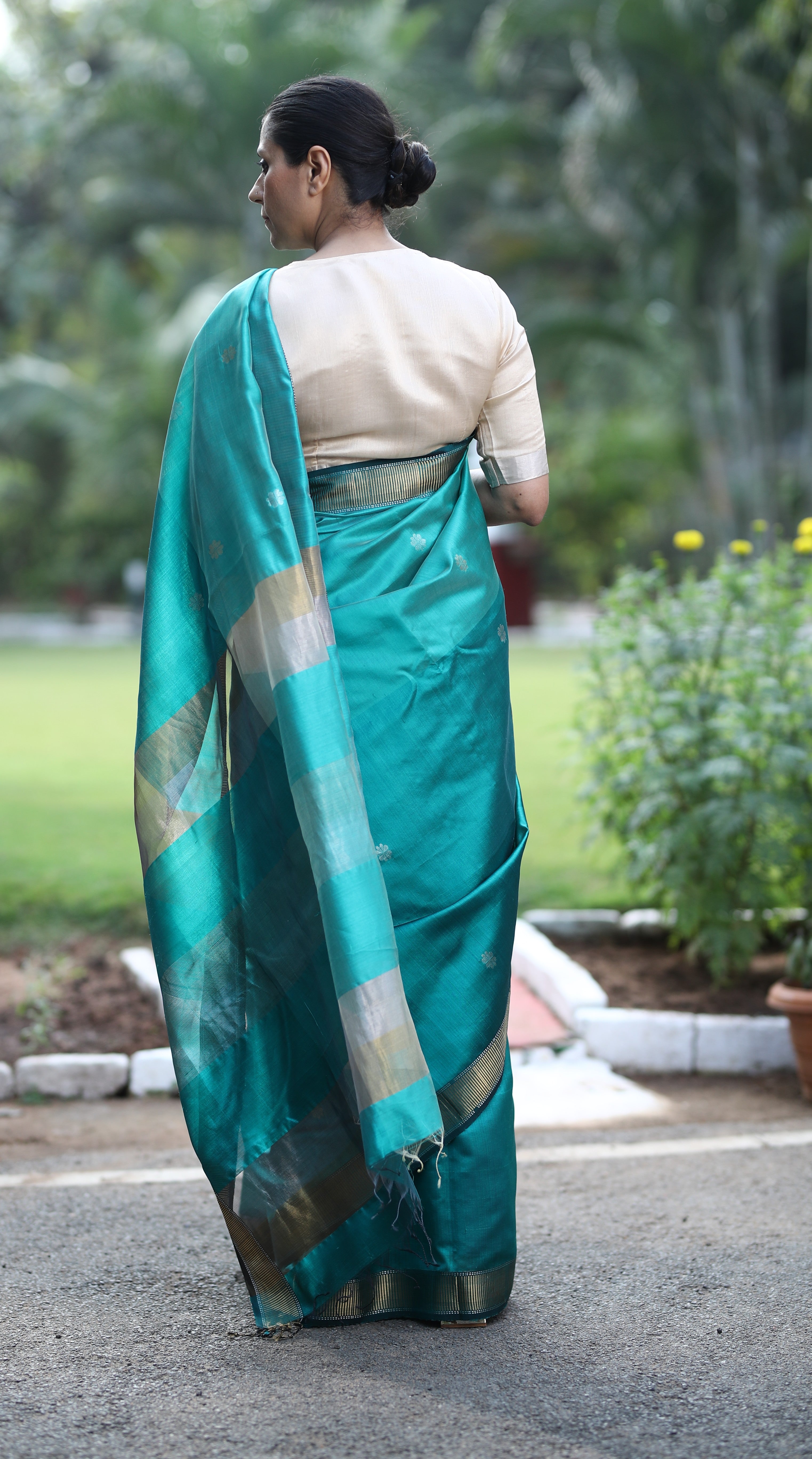 Teal Mist Sari