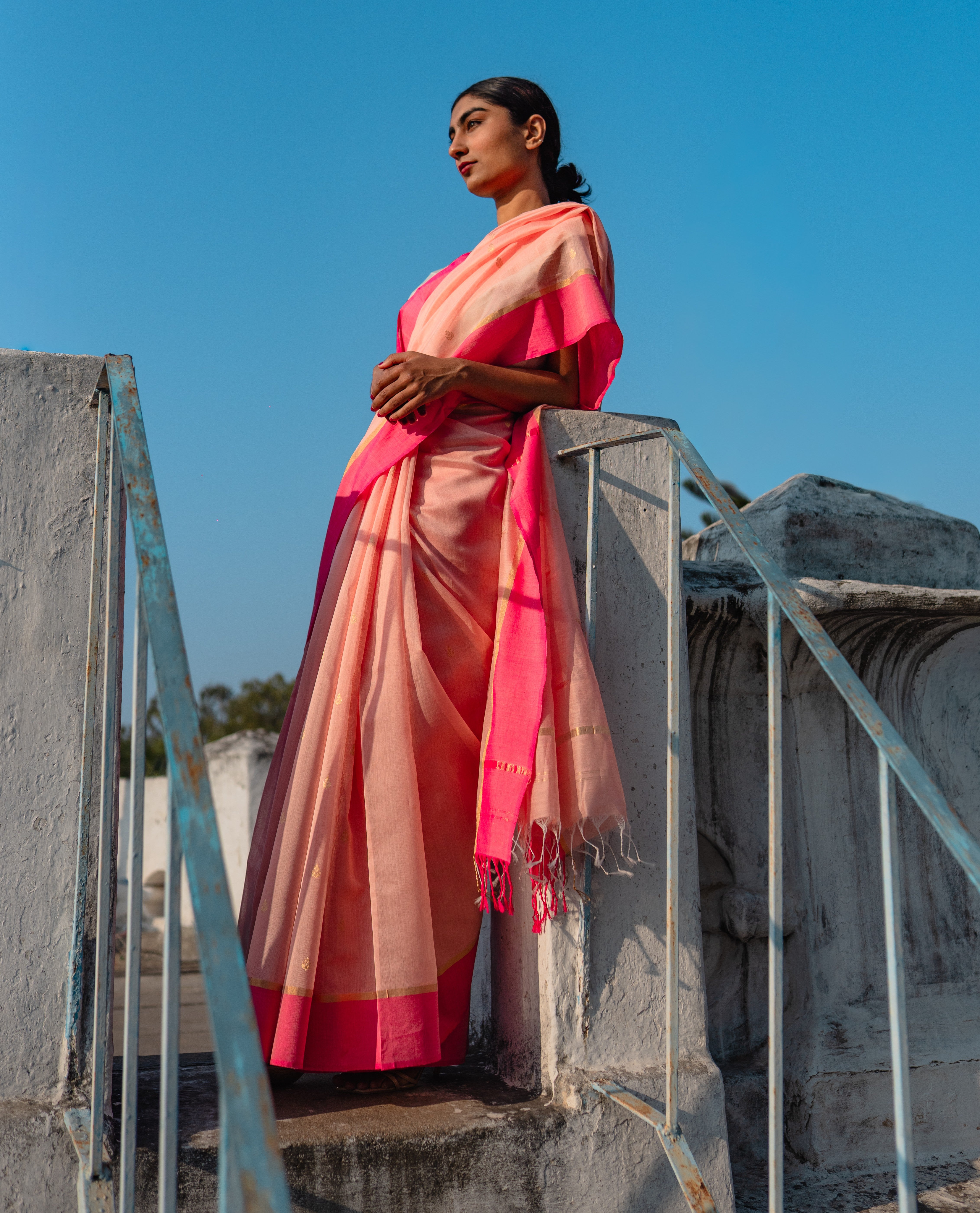 Rosé Paisley Sari