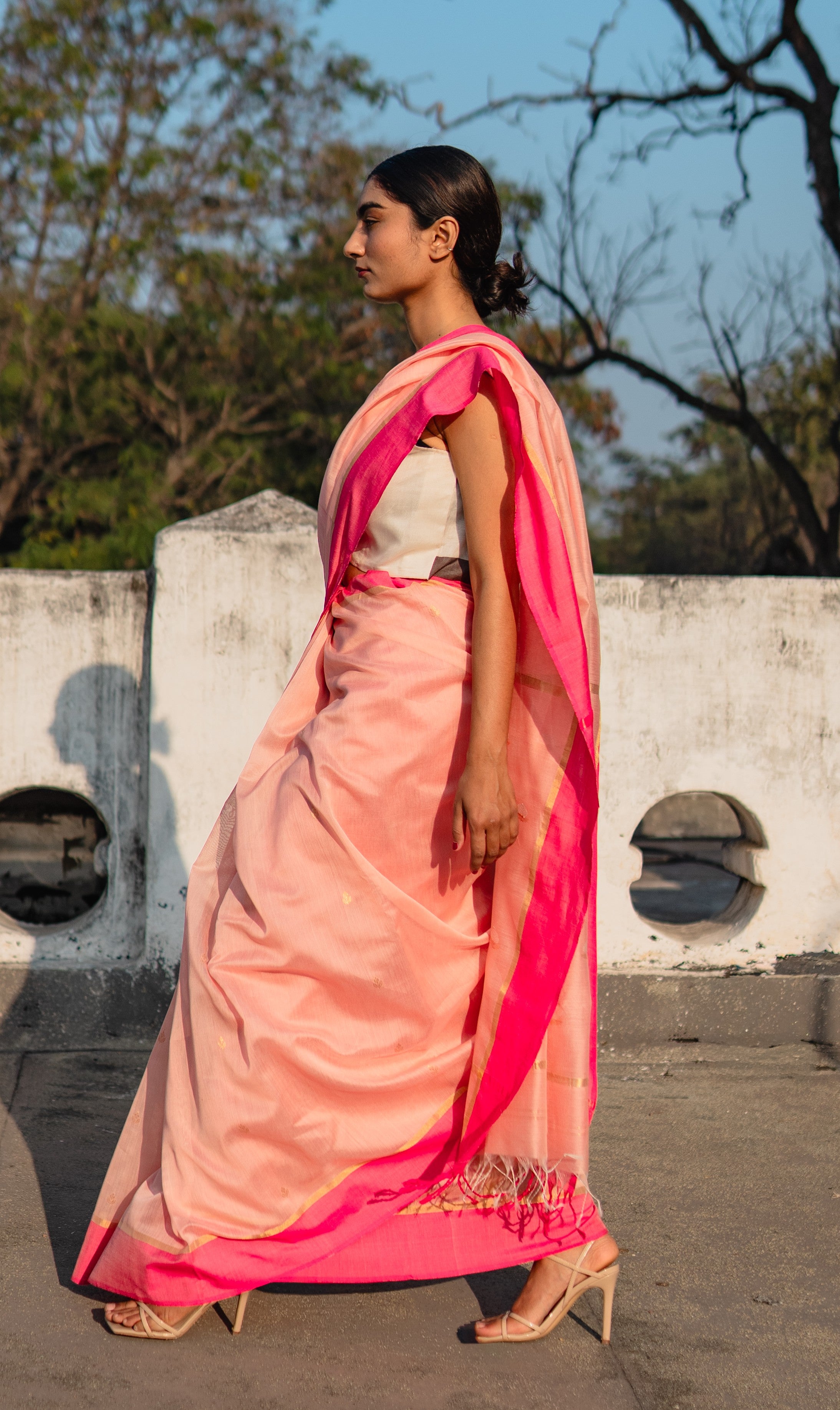 Rosé Paisley Sari