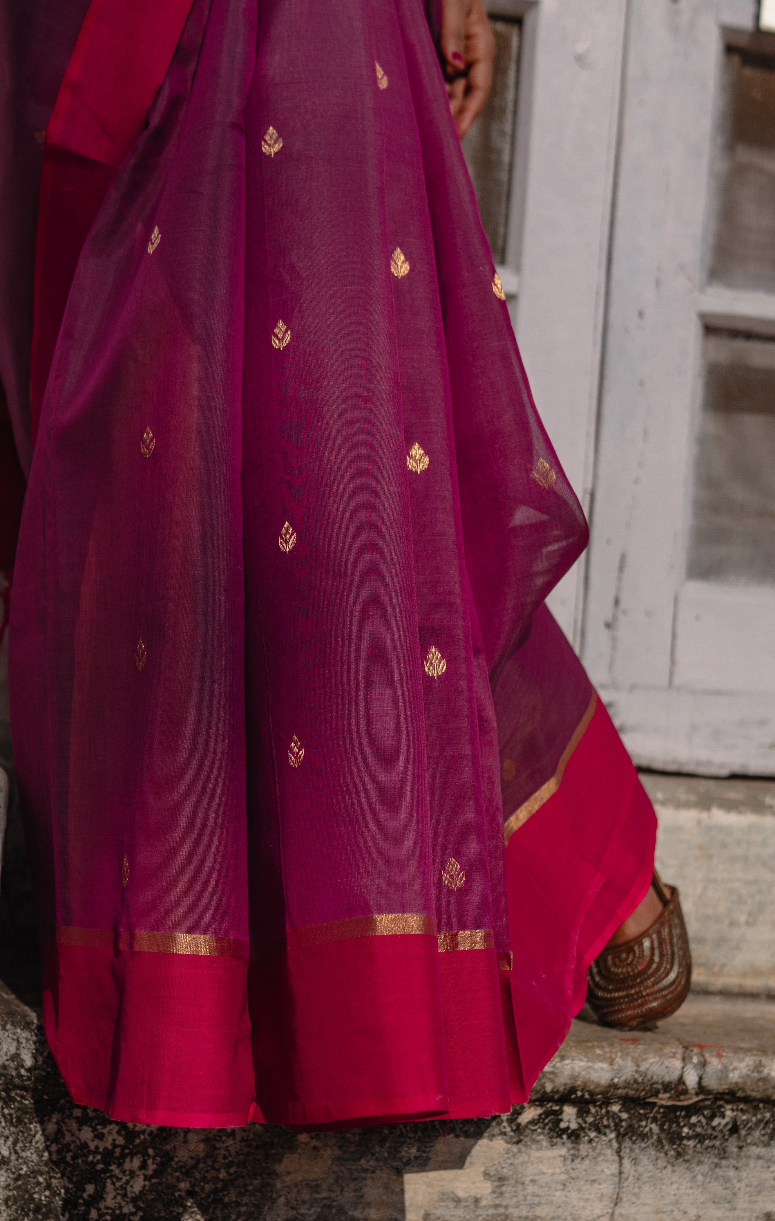 Deep Wine Paisley Sari