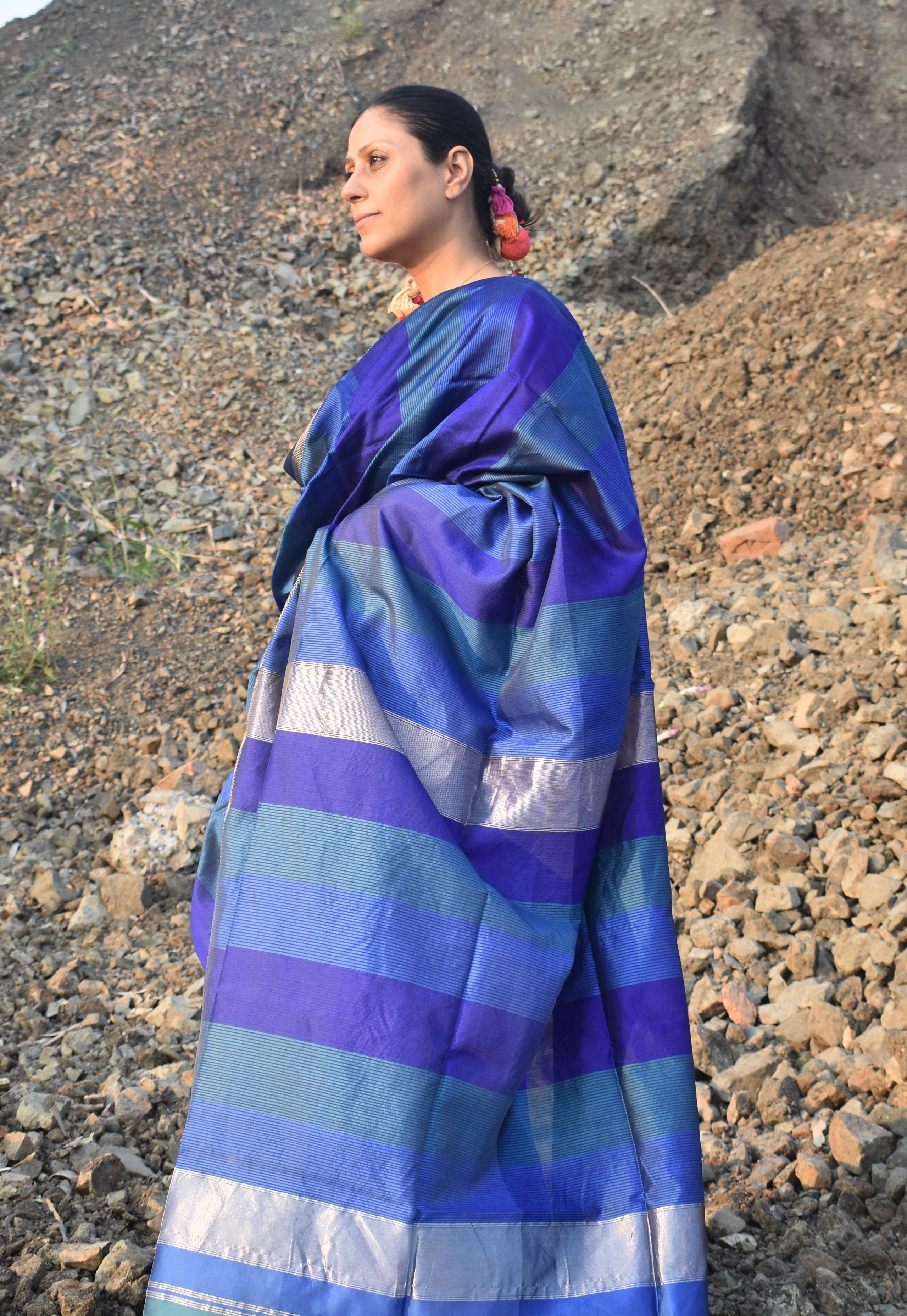 Blue Aura Sari