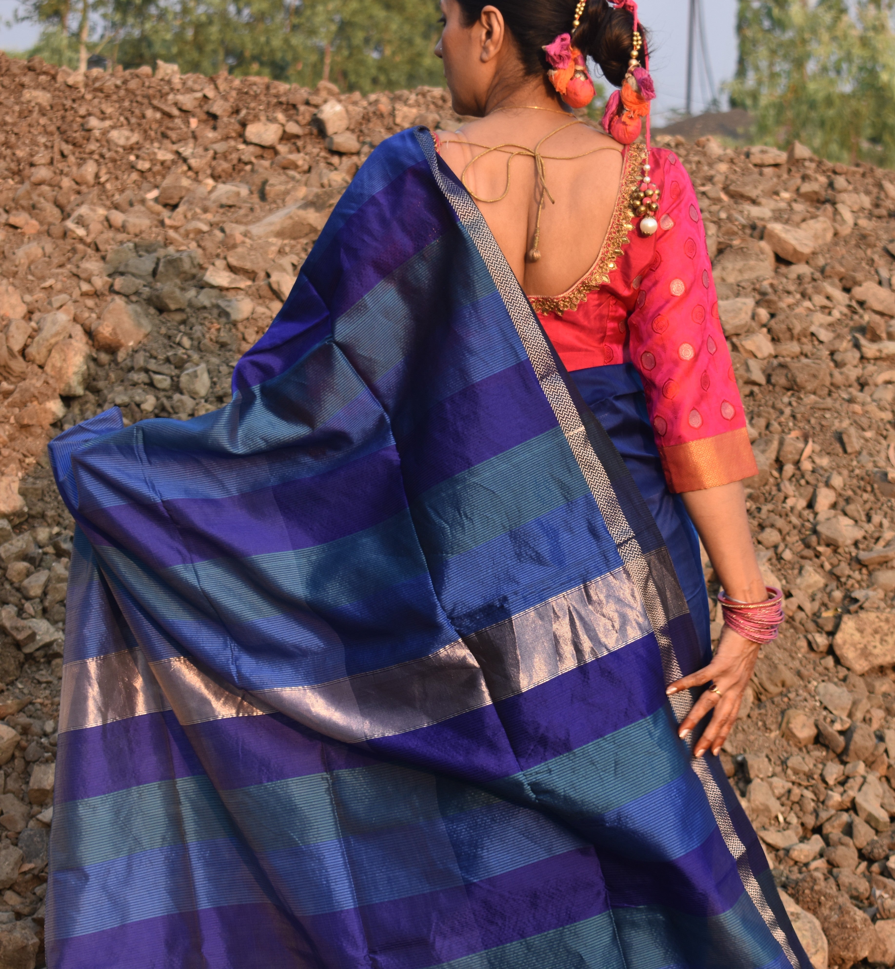 Blue Aura Sari