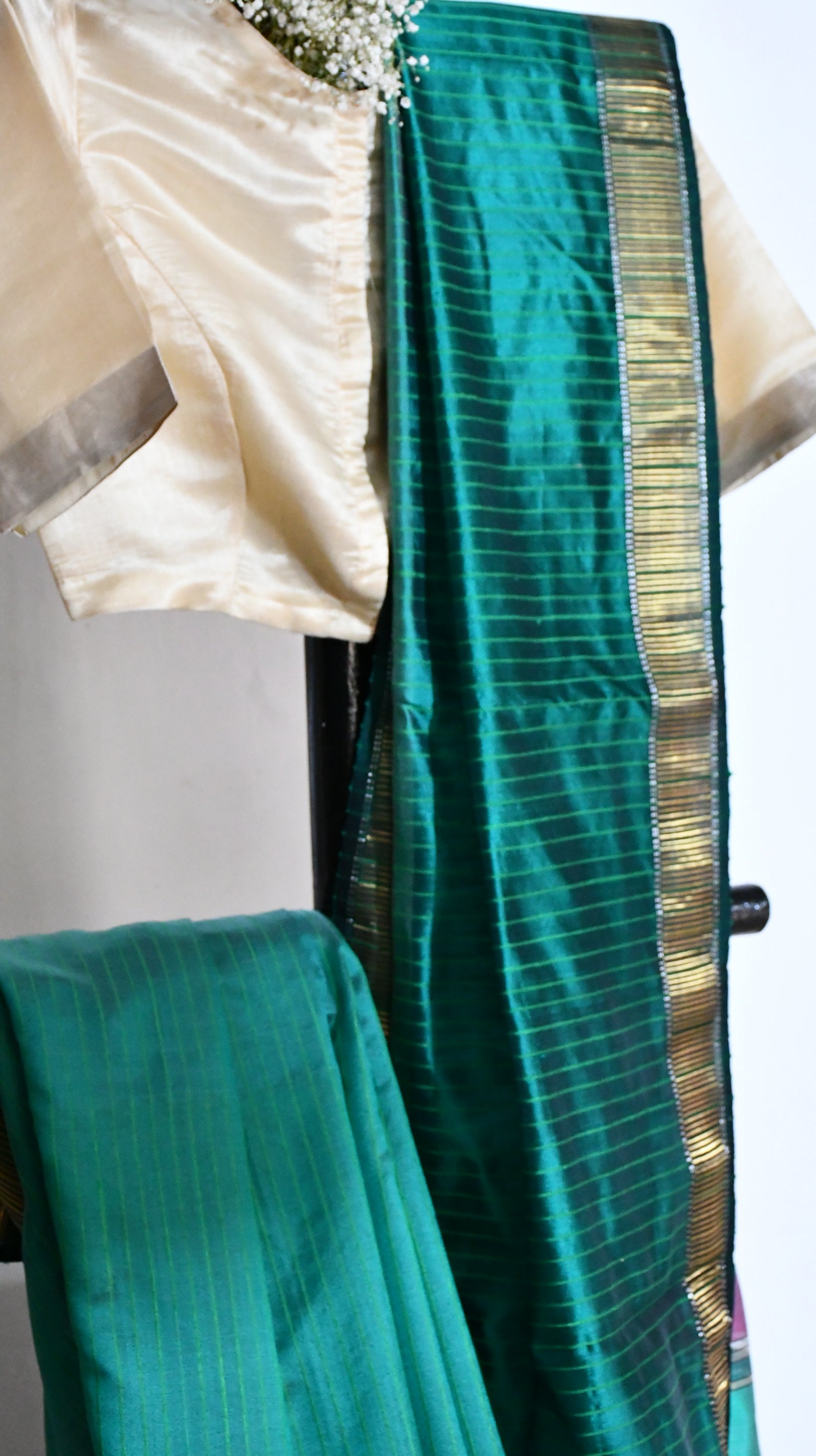 Green  Forest  Maheshwari Silk Sari